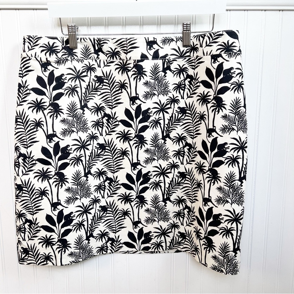 Talbots Petites White & Black Tropical Fun Monkey Print Skirt Women’s Size 16P
